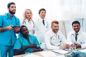 A diverse group of doctors and medical professionals
