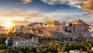 View of historical sites in Athens