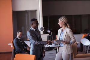 group of business people meeting in an office